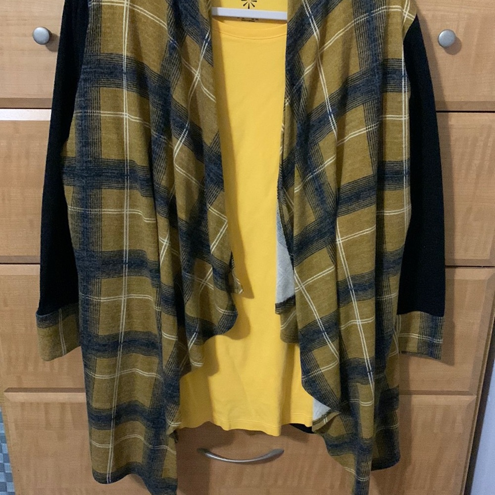 Cardigan with long sleeve tee